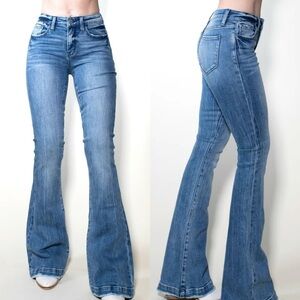 Perfect Mid-Rise Blue Flare Jeans for Women